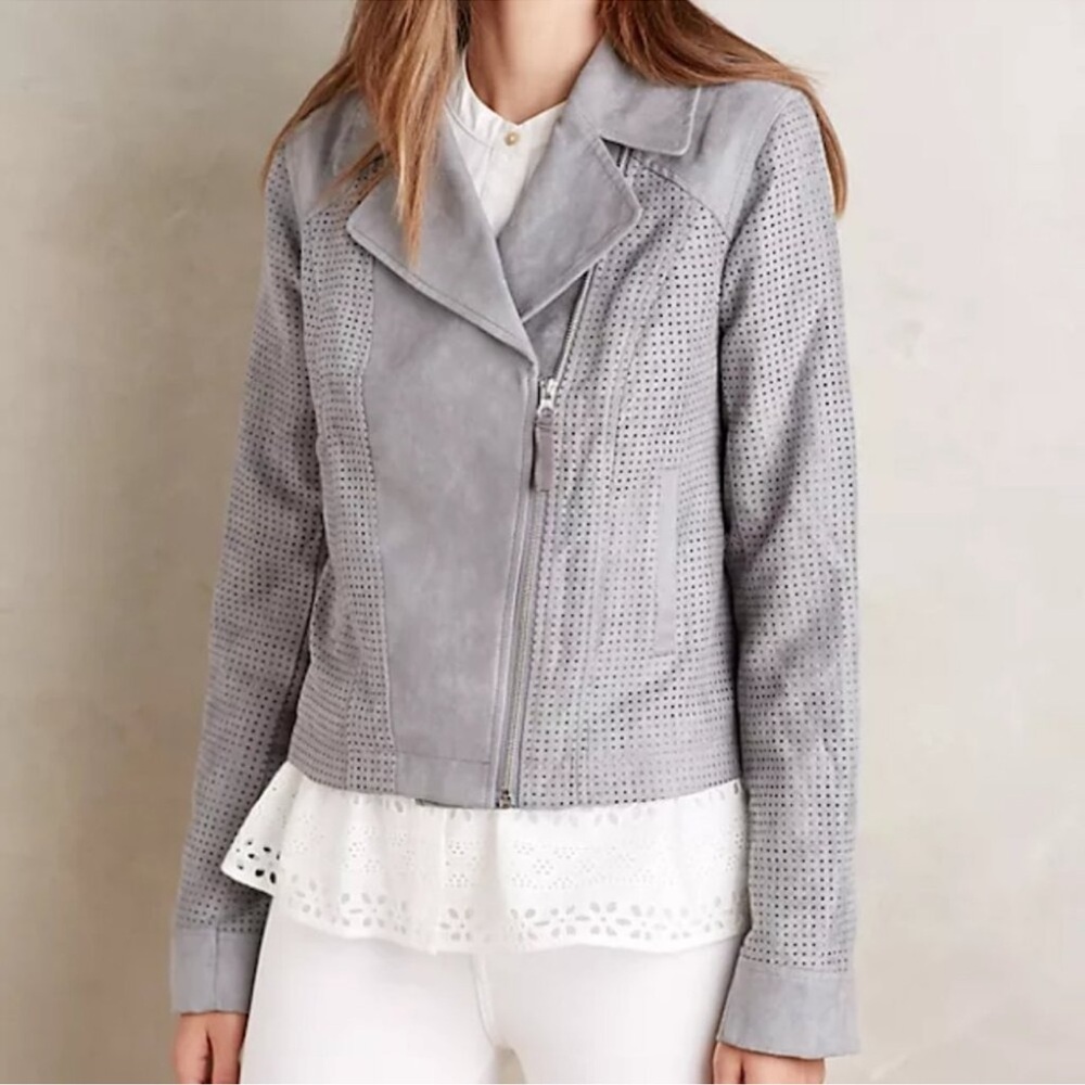 Anthropologie Hei Hei Vegan Suede Moto Jacket